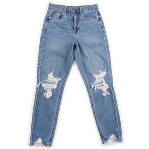 AMERICAN EAGLE Mom Jean high rise distressed blue jeans size 2